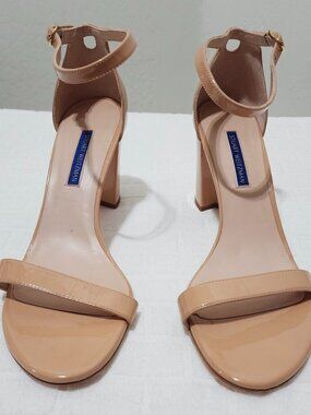 STUART WEITZMAN Nearly Nude Patent Leather Strap Sandal